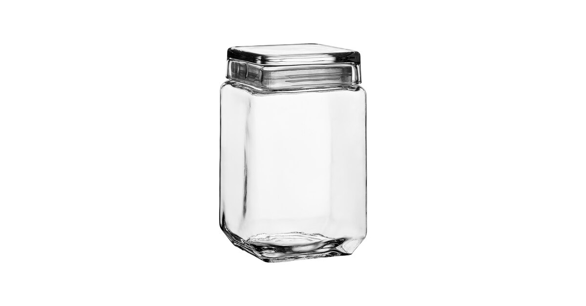 Acopa 56 oz. Clear Stackable Square Glass Jar