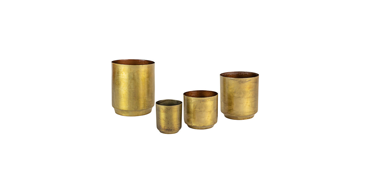 Kalalou 4-Piece Metal Flower Pot Set with Aged Brass Finish