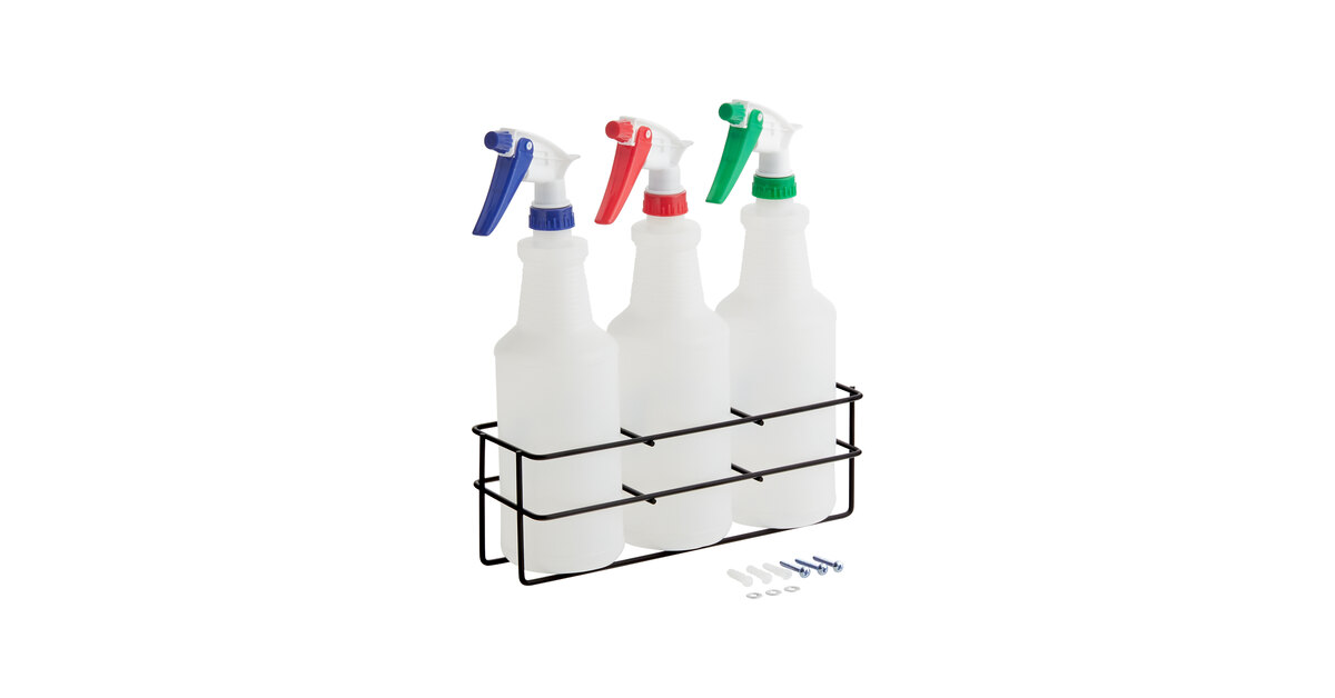 Lavex 3-Compartment Wall-Mount Spray Bottle Holder with (3) 32 oz