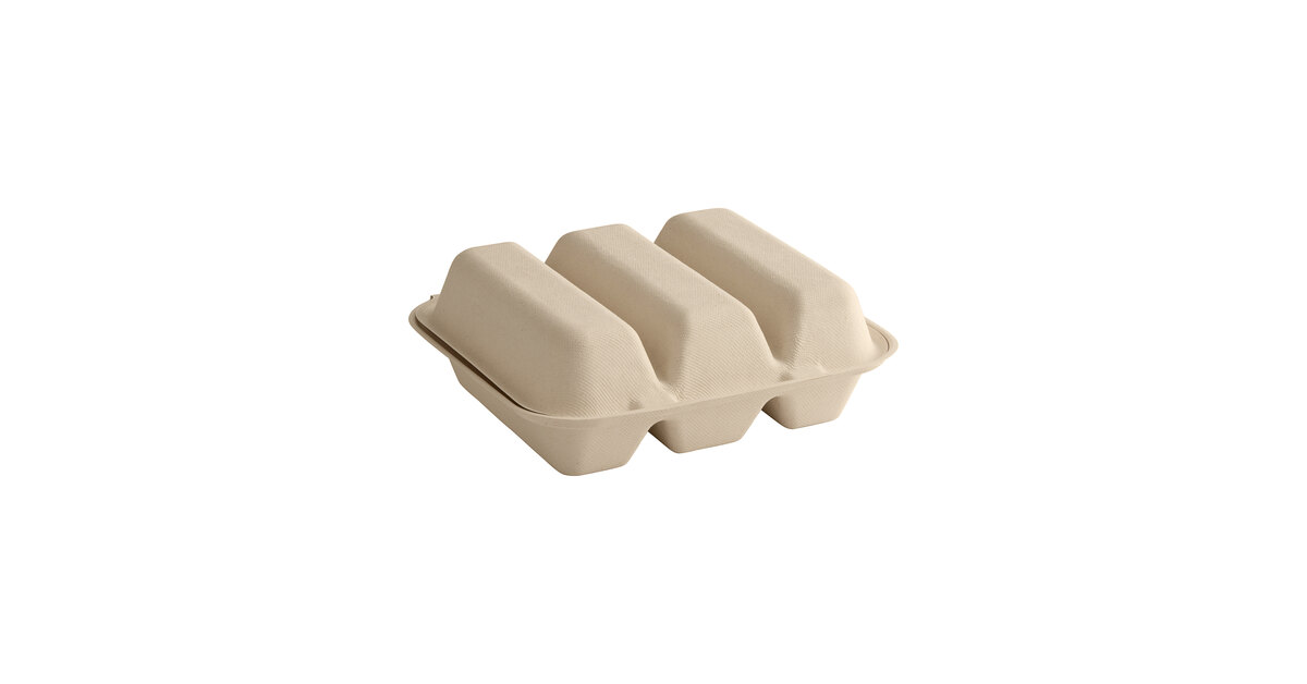 World Centric 3-Compartment Compostable Fiber Taco Clamshell 9