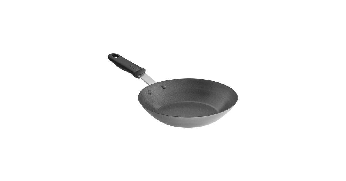 Vollrath 9 3/8 Carbon Steel Non-Stick Fry Pan with SteelCoat x3 Coating  and Black Silicone Handle 5923938