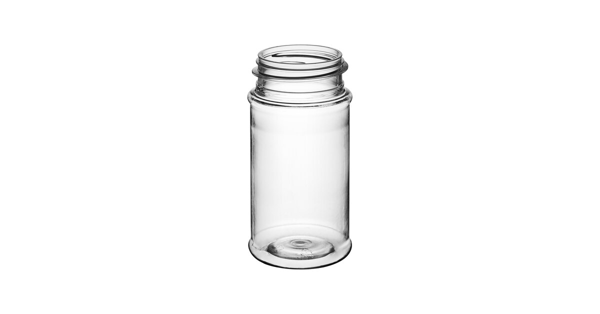 3.75 oz. Clear PET Round Spice Jar with 43/485 Neck (Cap Sold Separately)