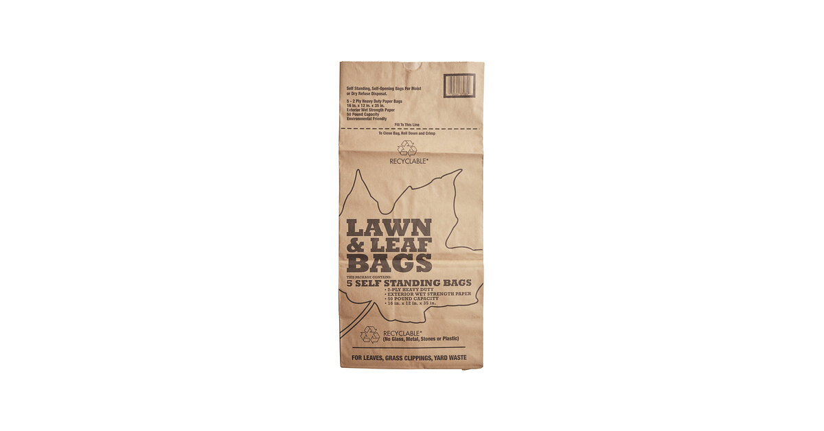 Duro Bag Lawn/Leaf Self-Standing Bags, 30 gal, 16 x 12 x 35, Kraft Brown, 50/Carton, Adult Unisex