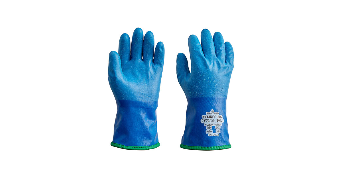 Showa TEMRES 282 10 13/16 Blue Thermal Insulated Polyurethane Rough Grip  Glove - Extra Large