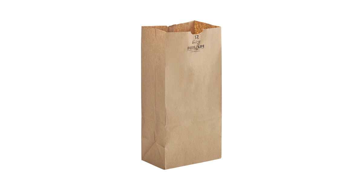 500/Pack Brown 57lb Kraft Bag GX12500 12# Paper Bag 7 1/16 x 4 1/2 x 13 3/4 
