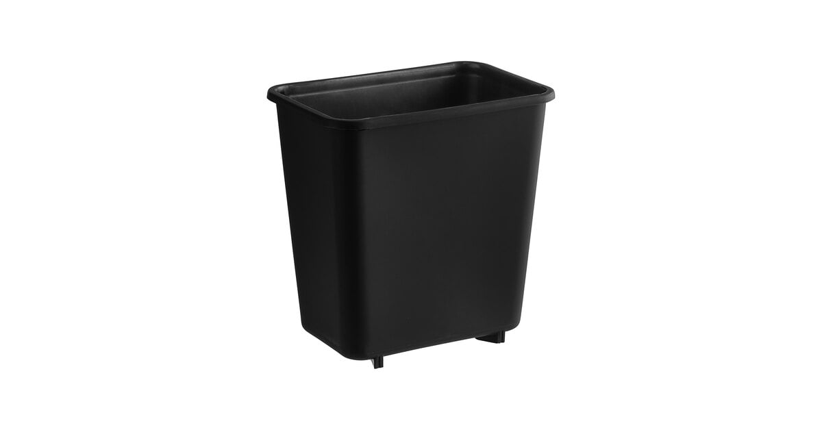 Lavex 7 Qt. / 1.75 Gallon Black Rectangular Wastebasket / Trash Can