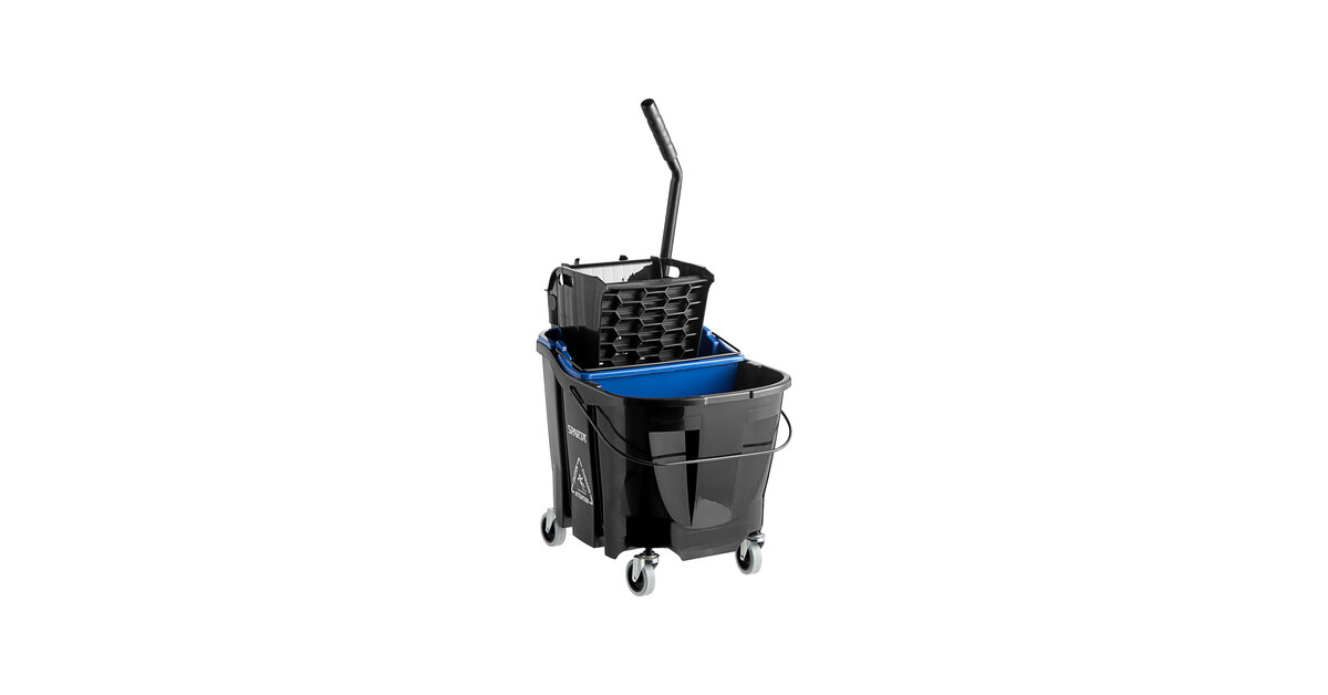 Carlisle OmniFit™ 9690403 35 Qt. Black Mop Bucket with Side Press