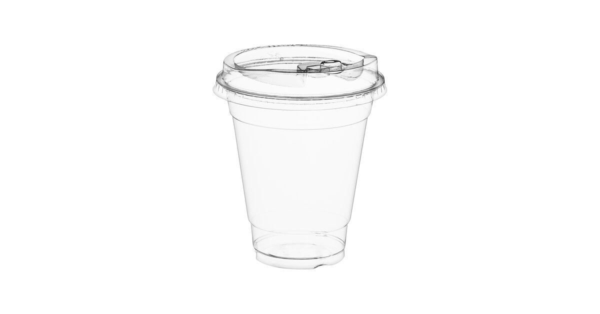 Choice 12 oz. Clear PET Plastic Cold Cup With Strawless Sip Lid - 50/Pack