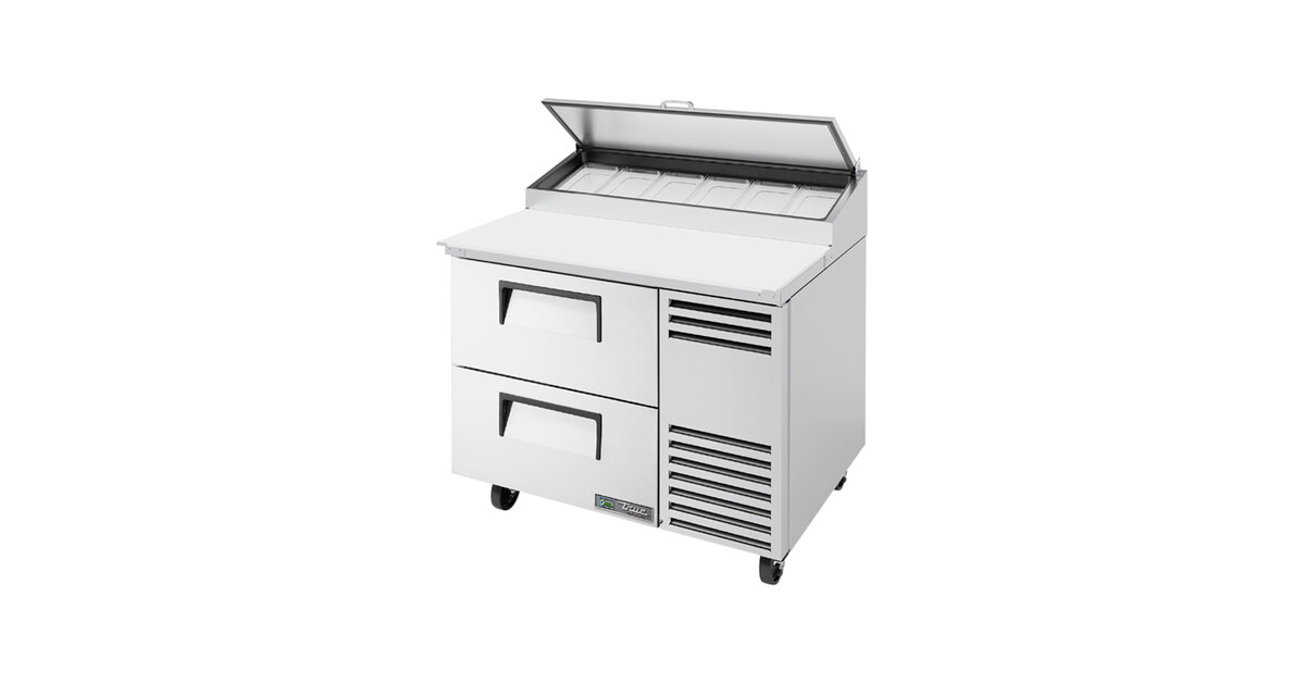 True TPP-AT-44D-2-HC 44 Pizza Prep Table w/ Refrigerated Base, 115v