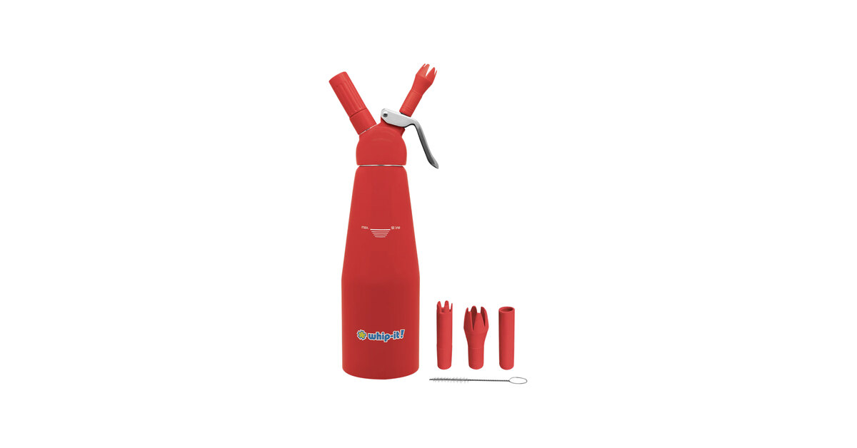 Whip-It Armor 1 Liter Red Rubber-Coated Aluminum Whipper DC-Amr-L03R