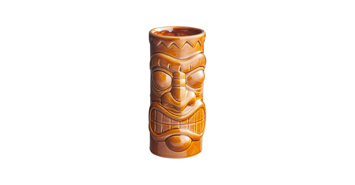 Acopa 21 oz. Brown Ceramic Tiki Mug - 12/Case