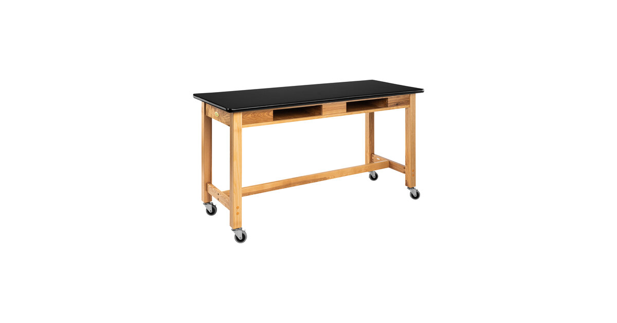 National Public Seating 30x72 Science Lab Table - Black HPL Top, Solid Ash Frame, 386 Lb Capacity