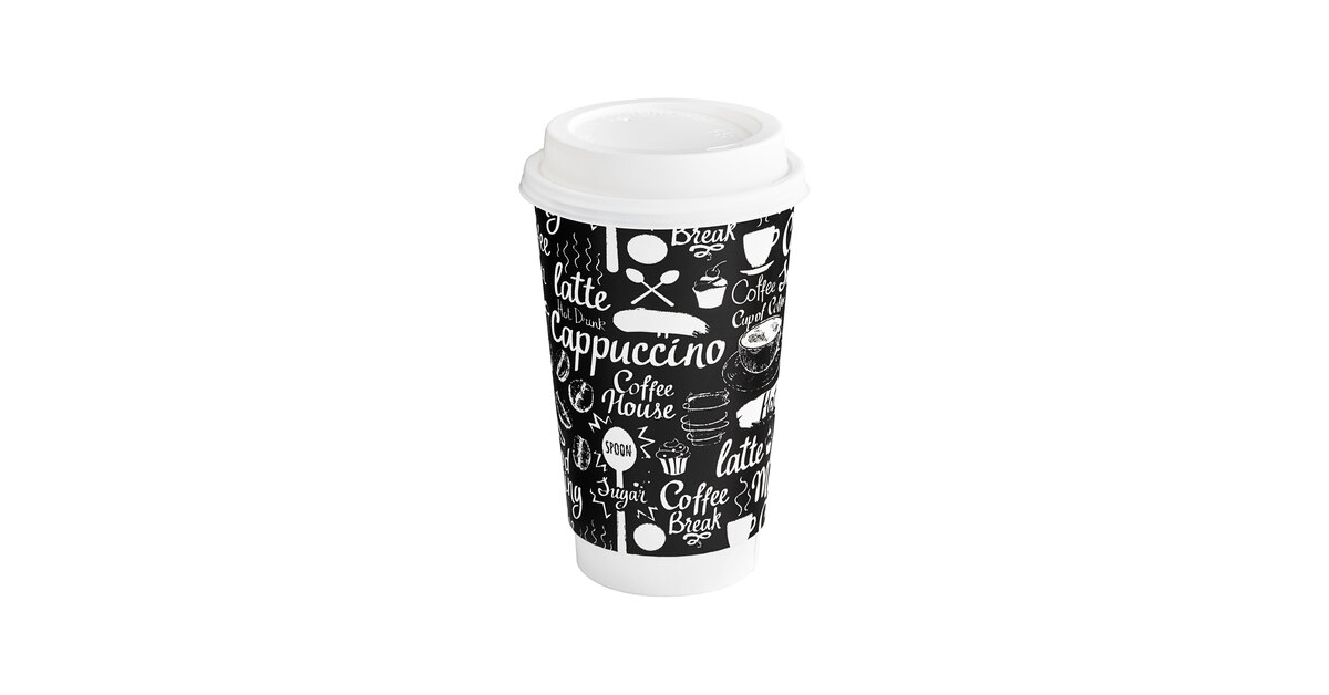 Choice 16 oz. Smooth Double Wall Coffee Break Print Paper Hot Cup