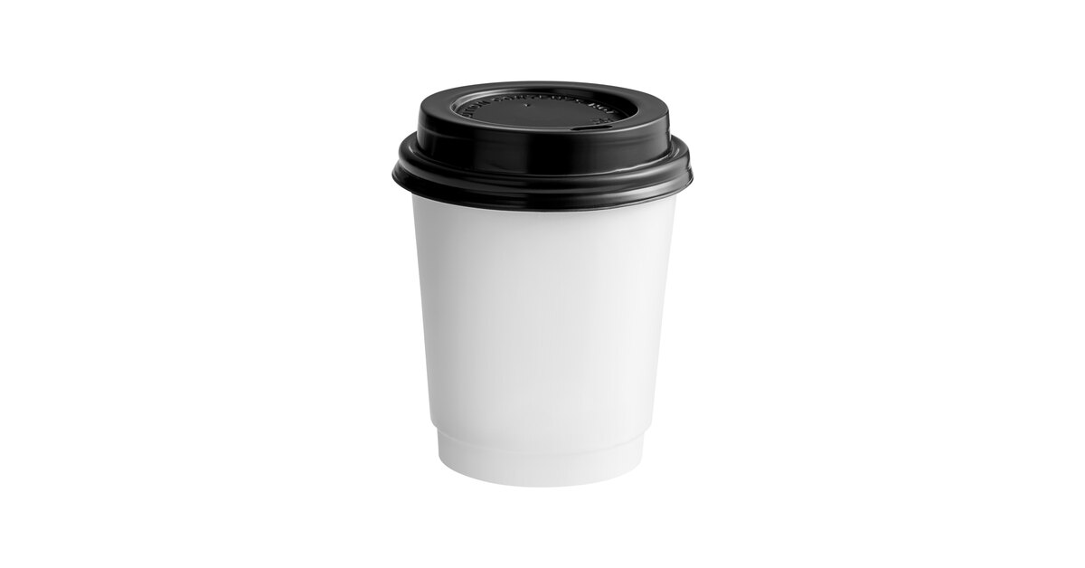 Choice 8 oz. Smooth Double Wall White Paper Hot Cup and Lid - 100/Case