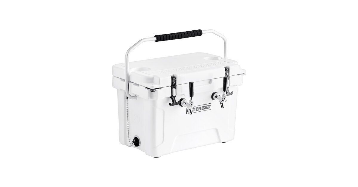 CaterGator JB20WH2 White 2 Faucet 21 Qt. Insulated Jockey Box with