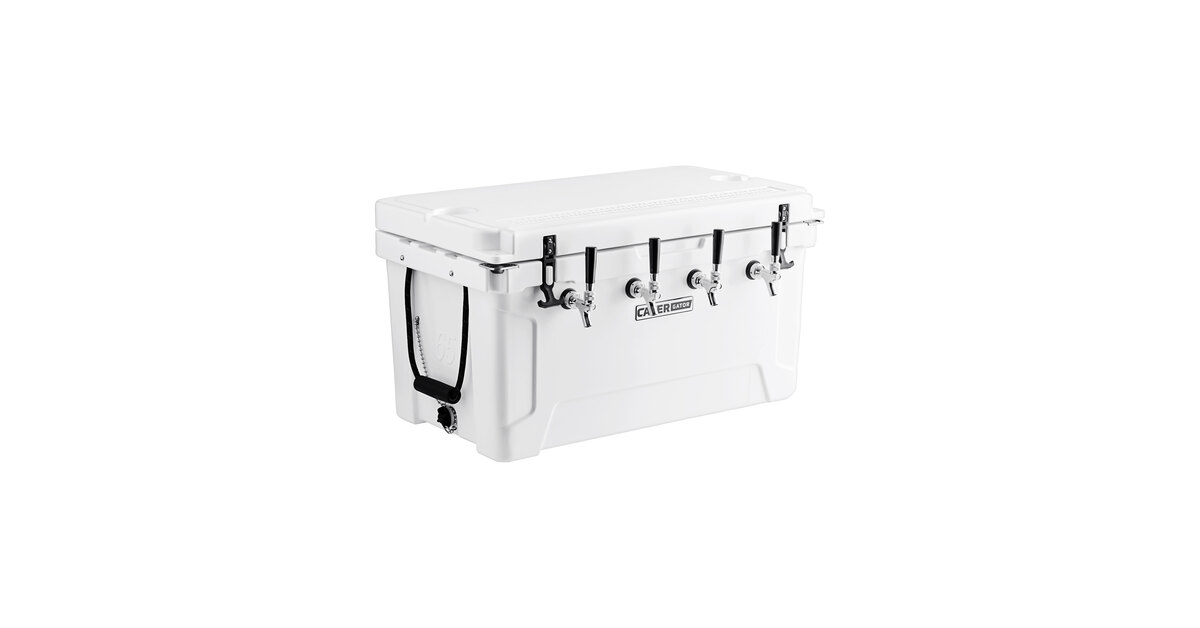 CaterGator JB65WH4 White 4 Faucet 68 Qt. Insulated Jockey Box with