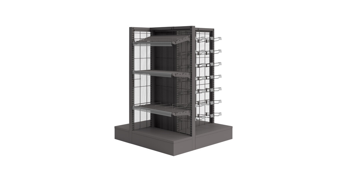 Wanzl WT-4WCA1 Wire Tech 100 4-Way Merchandiser with 16 Shelves