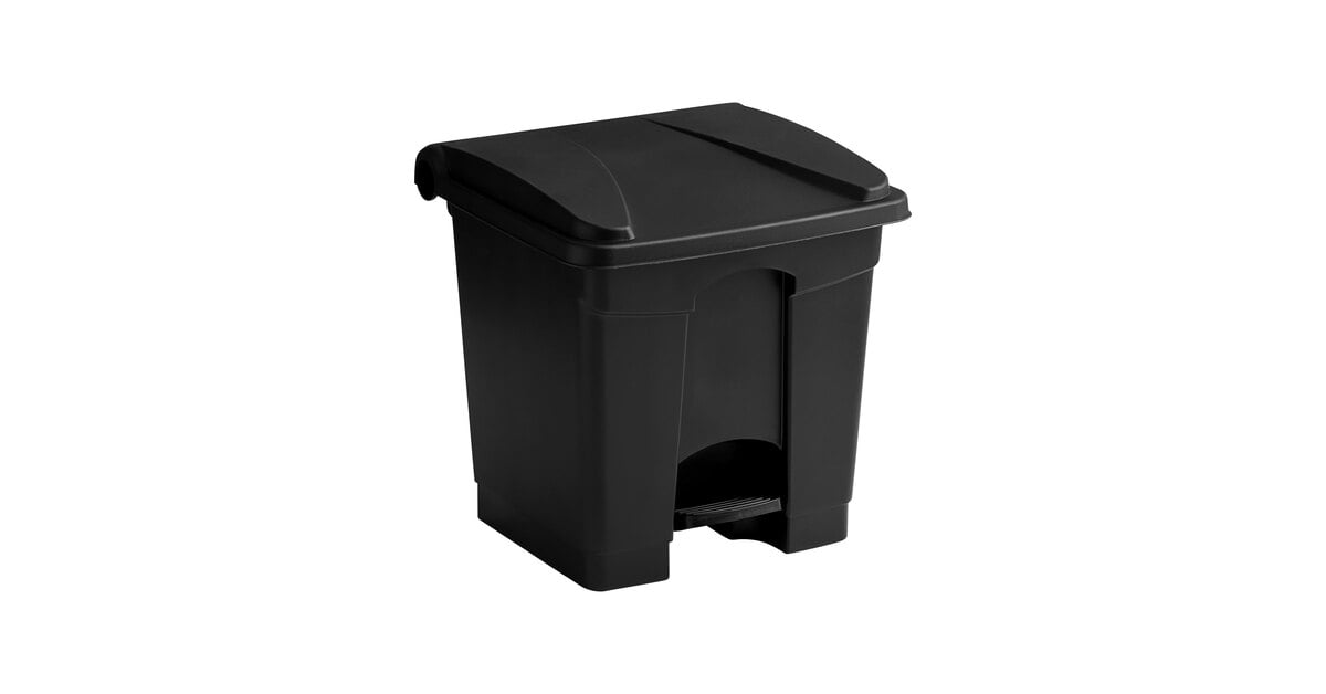 Lavex 32 Qt. / 8 Gallon Black Rectangular Step-On Trash Can
