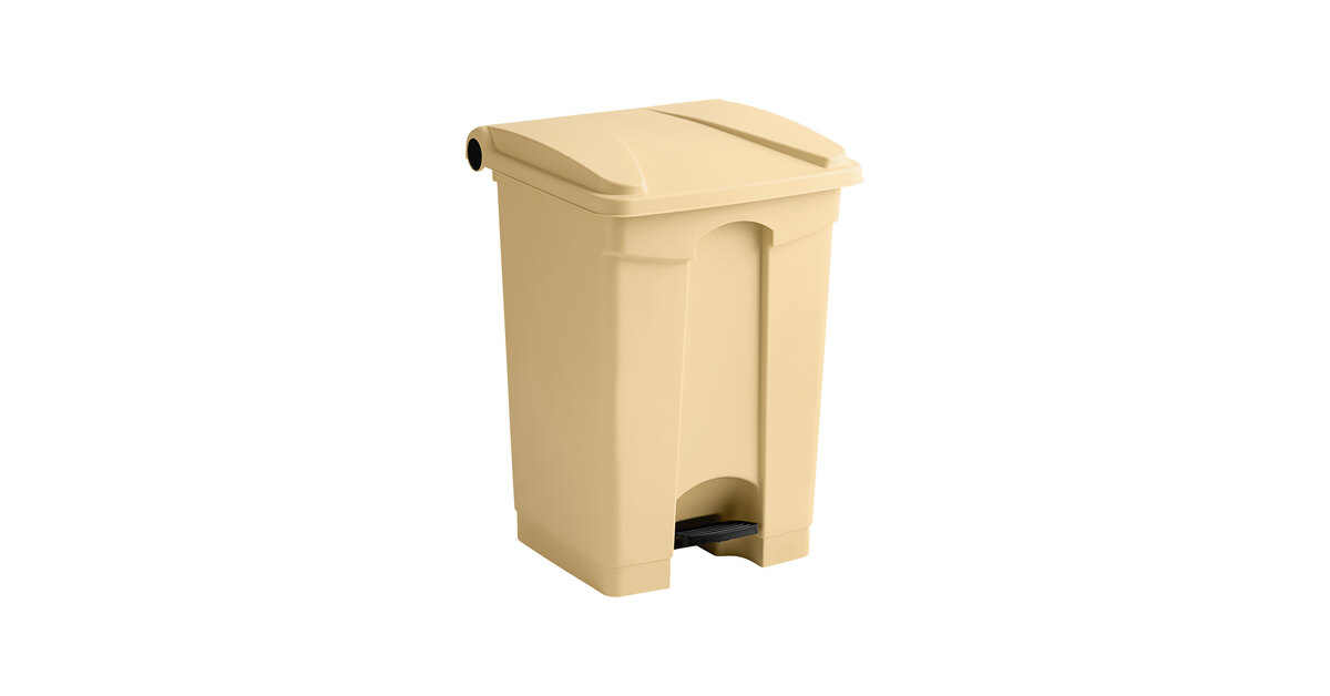 Lavex 48 Qt. / 12 Gallon Beige Rectangular Step-On Trash Can
