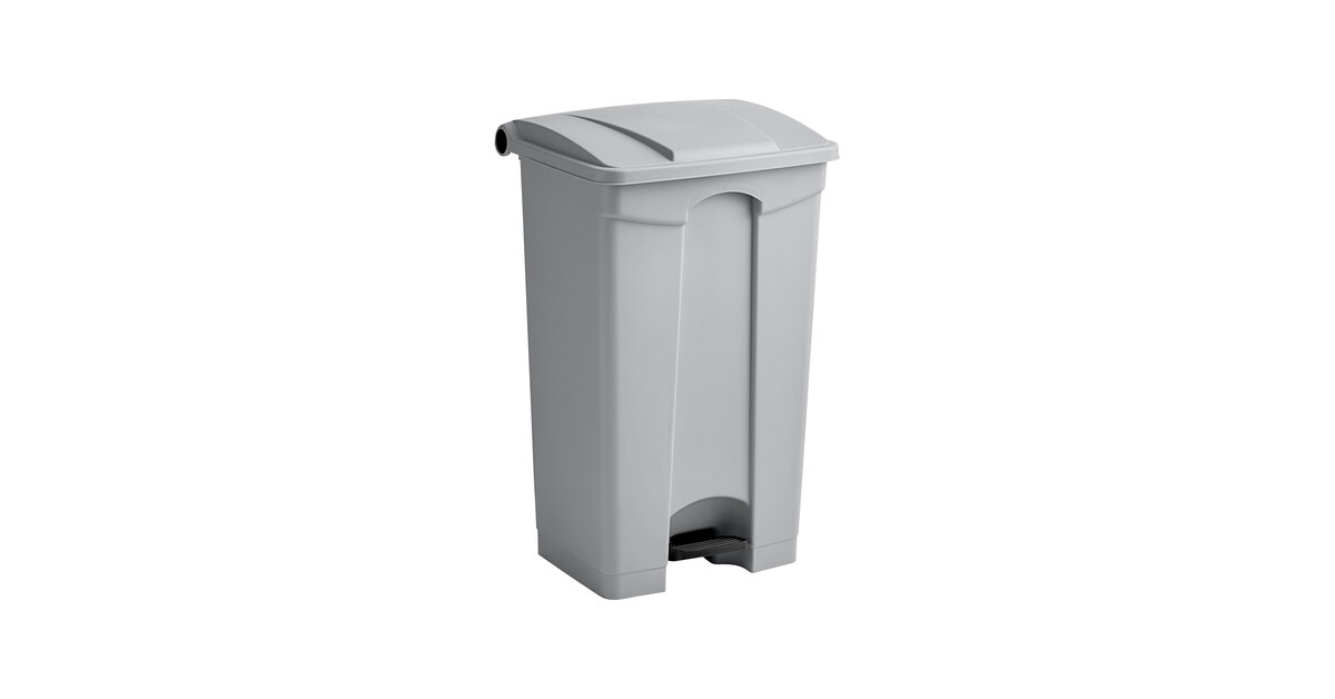 Lavex 92 Qt. / 23 Gallon Gray Rectangular Step-On Trash Can