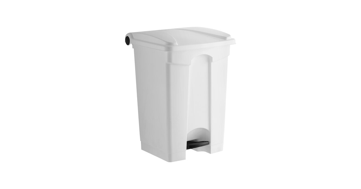 Lavex 48 Qt. / 12 Gallon White Rectangular Step-On Trash Can