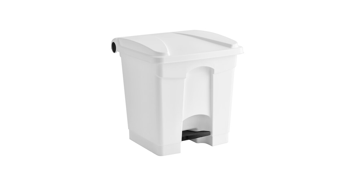 Lavex 32 Qt. / 8 Gallon White Rectangular Step-On Trash Can