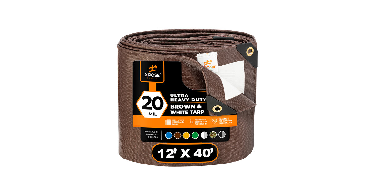 12'x40' Extra Heavy Duty White Tarp - 6 Oz 12 Mil Waterproof Poly Tarp With UV Protection