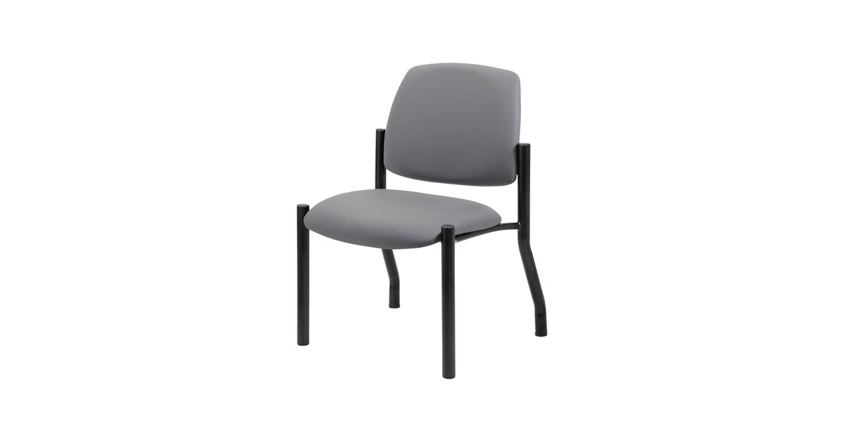 Boss Gray Mid-Back Antimicrobial Vinyl Guest Chair with 300 lb