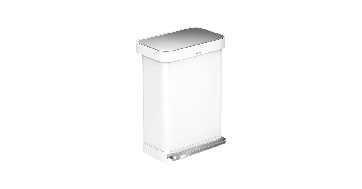 simplehuman CW2026 15 Gallon / 55 Liter White Stainless Steel