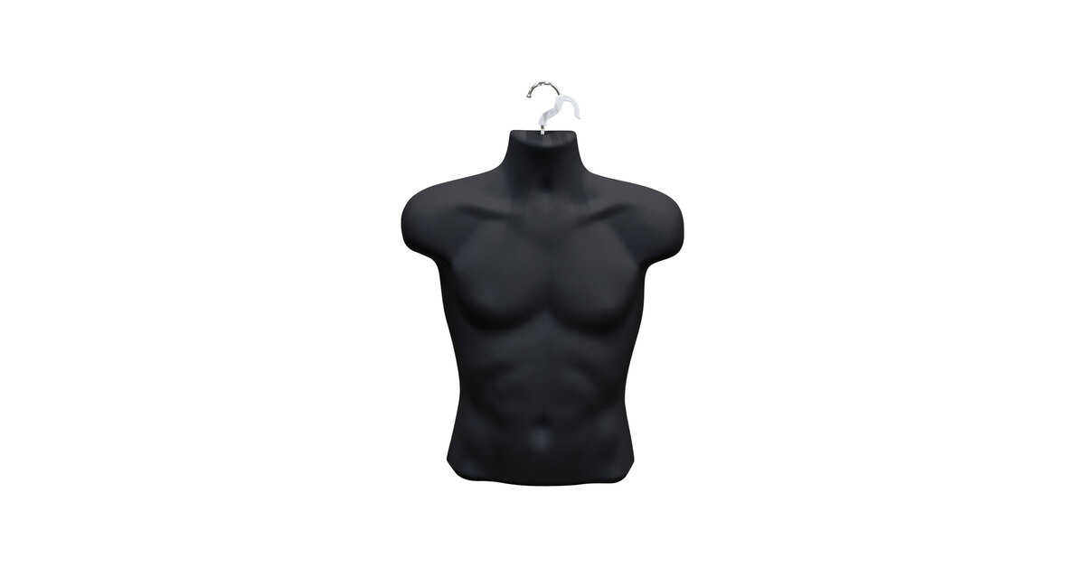 4-Pack Black Male Mannequin Torso Set – Half Body Dress Forms With Metal Hooks