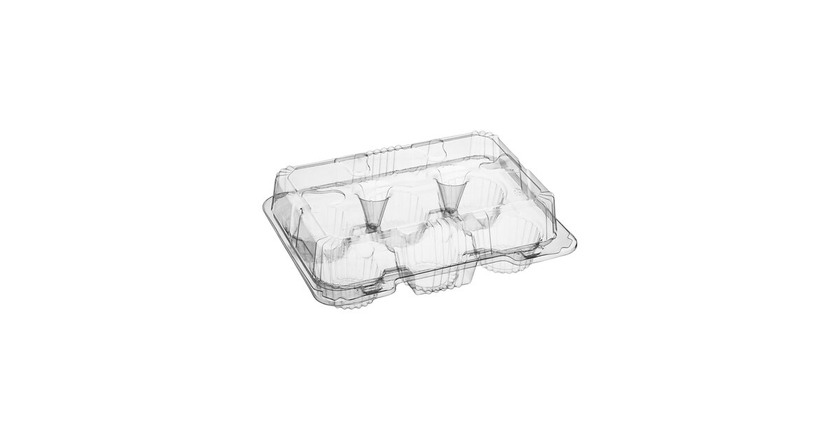 こんぽた Polar Pak Clear Plastic 6-Compartment Shallow Muffin / Cupcake