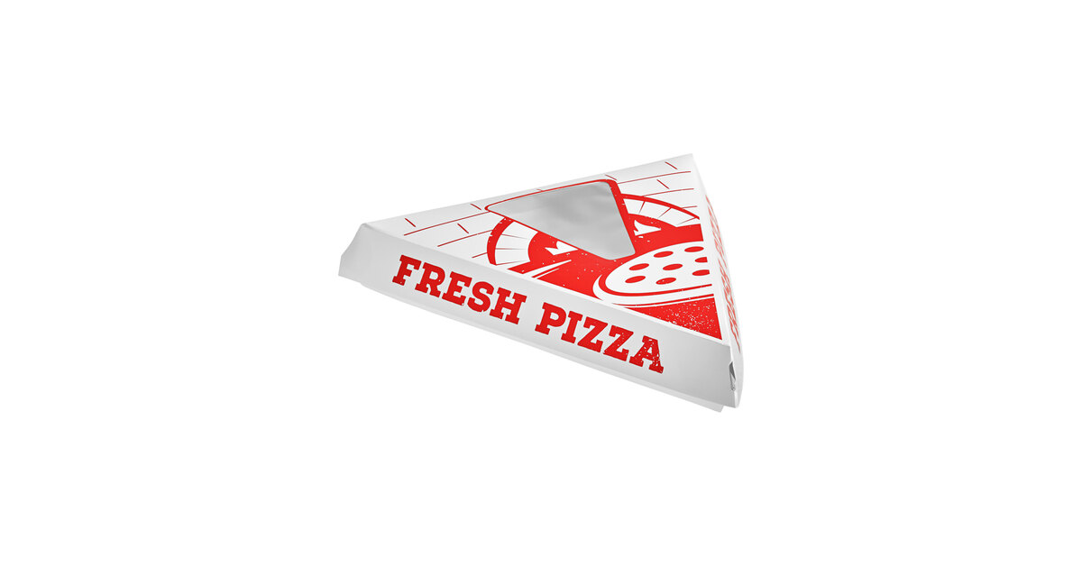 Choice White Clay-Coated Clamshell Pizza Slice Box with Window