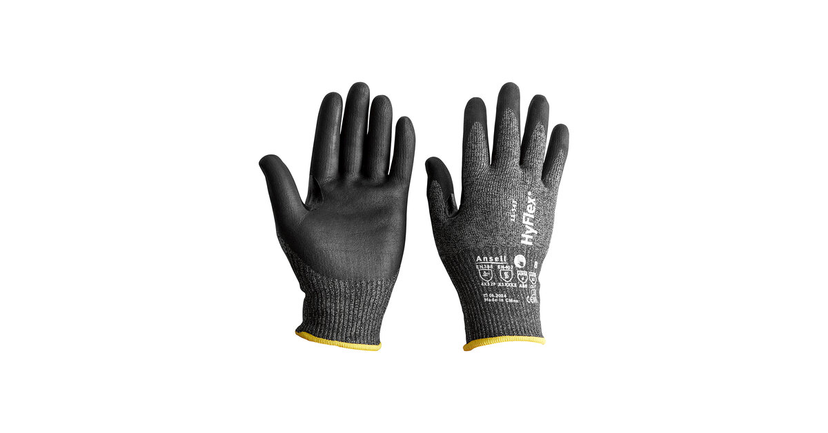 Ansell HyFlex® 11-543 Black and Gray Knitted Gloves with Black