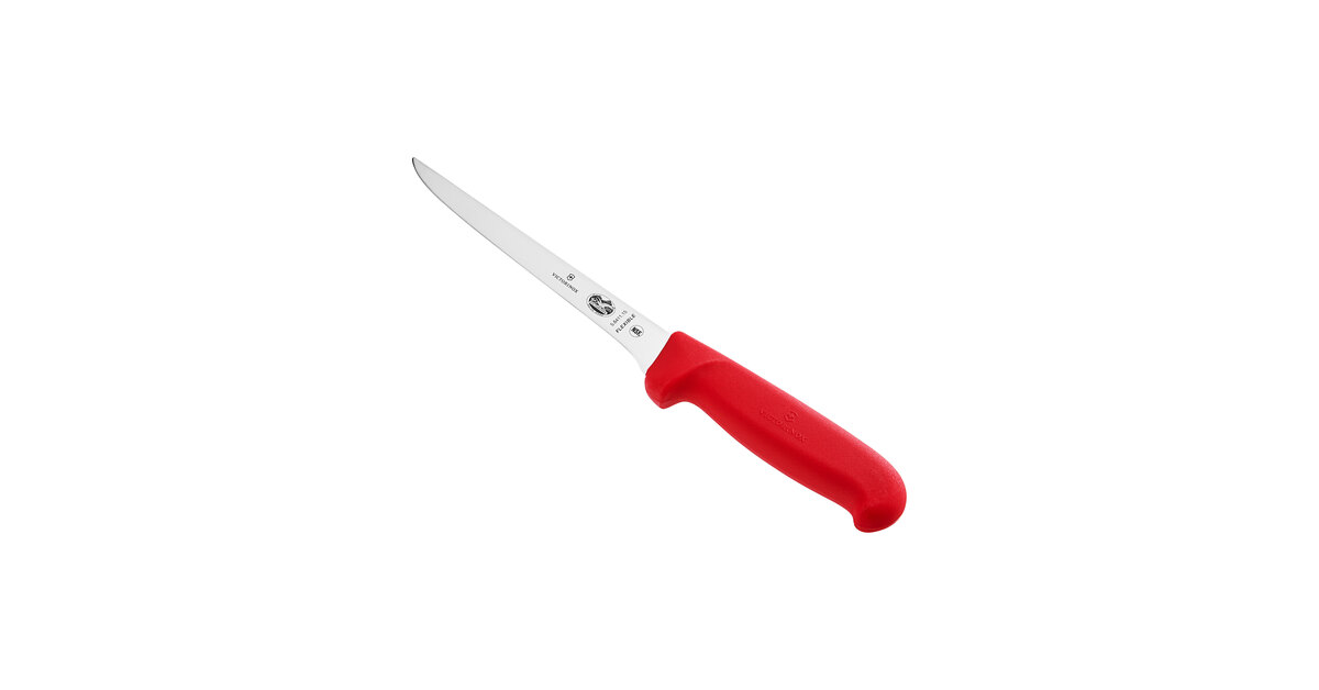 Colour Coded 6" Boning Knife Stiff Blade Red