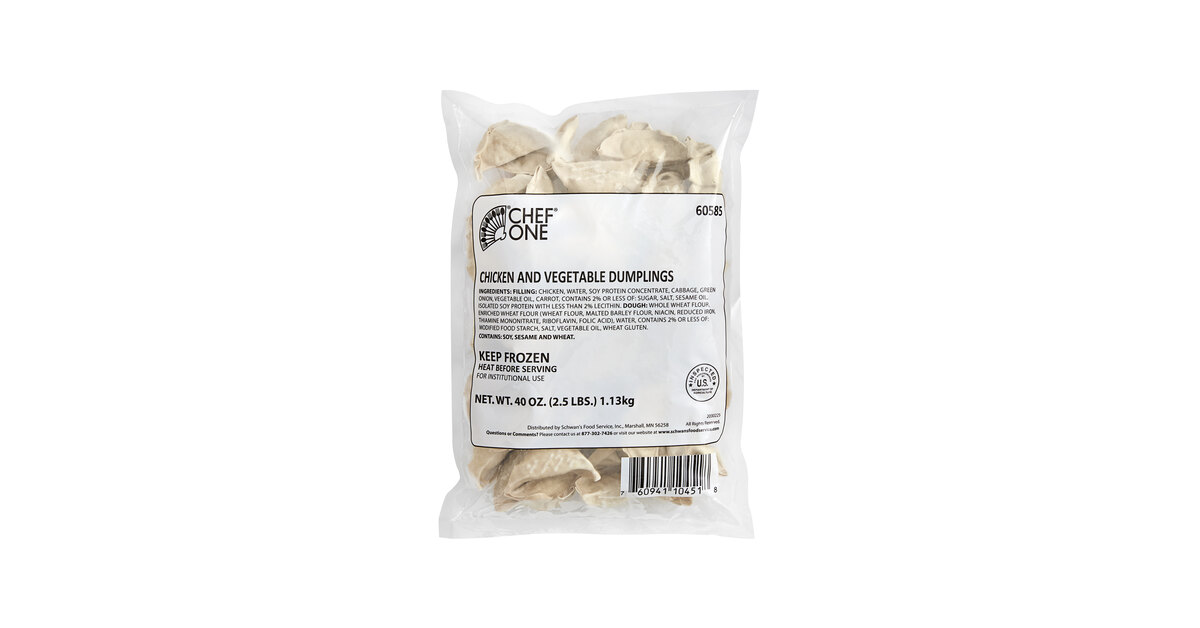 Chef One Chicken and Vegetable Whole Wheat Dumpling 40 oz. - 8/Case
