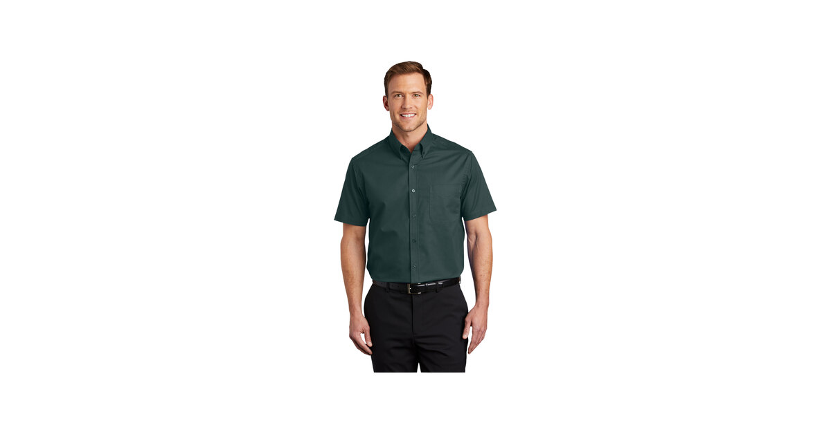 Port Authority Men's Easy Care Short Sleeve Shirt - Ultramarine Blue, XL - Wrinkle-Resistant Cotton/Poly Blend, Button-Down Collar