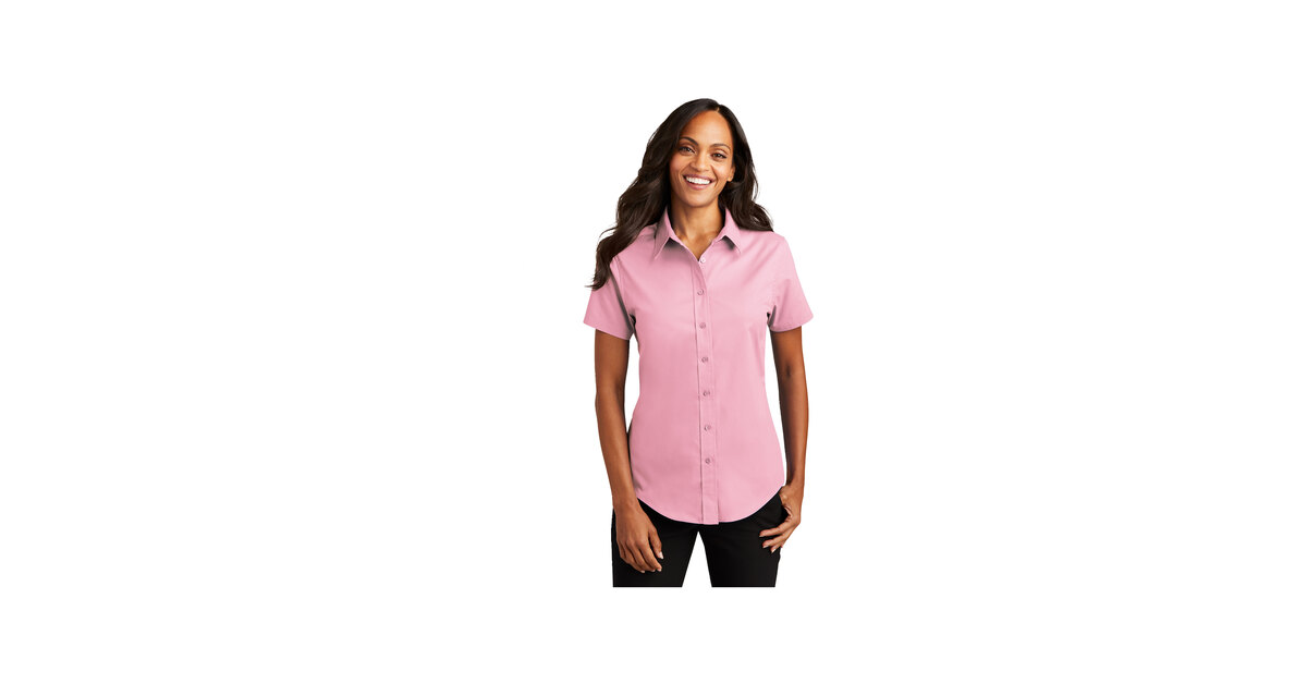 ladies pink dress shirt Port Authority L508 Women Short-Sleeve Easy Care Light S plain pink shirt