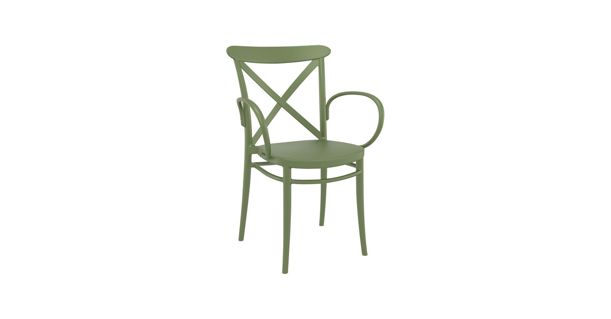 Siesta Cross XL Olive Green Resin Outdoor Dining Arm Chair