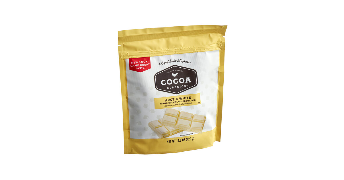 Cocoa Classics Arctic White Chocolate Cocoa Mix 14.8 oz. - 6/Case
