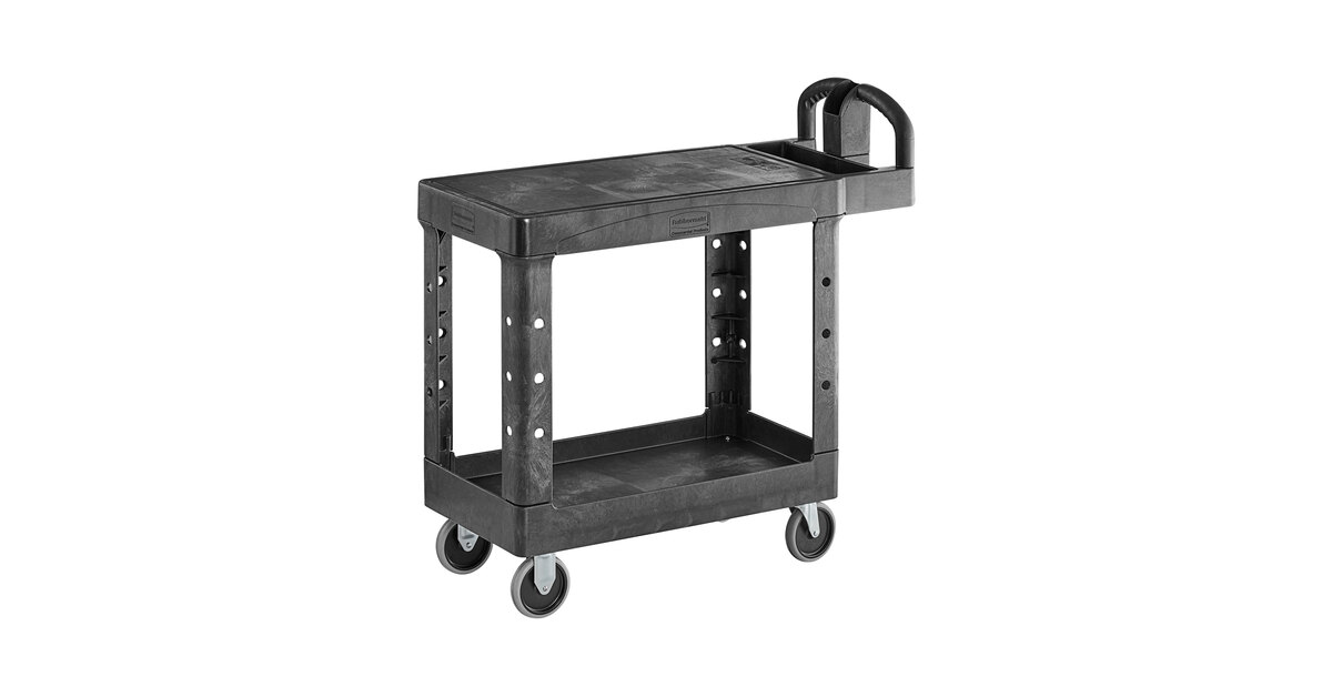 Rubbermaid® FG450500BLA Black Small Flat Two Shelf Utility Cart