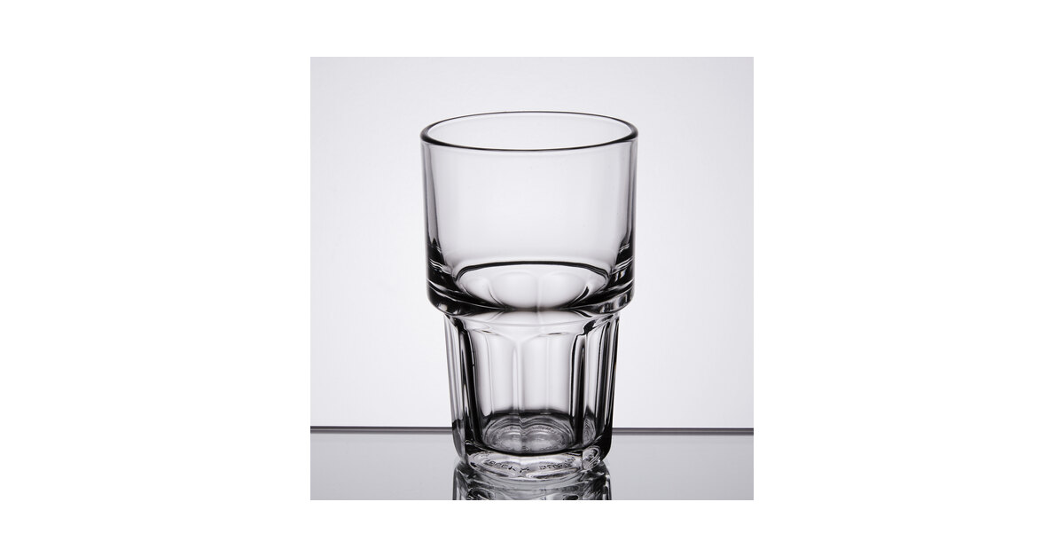 Lot De 12 Verres à Boisson Libbey Gibraltar - 355 Ml, Verre Pressé Transparent, Fond Octogonal, Lave-vaisselle