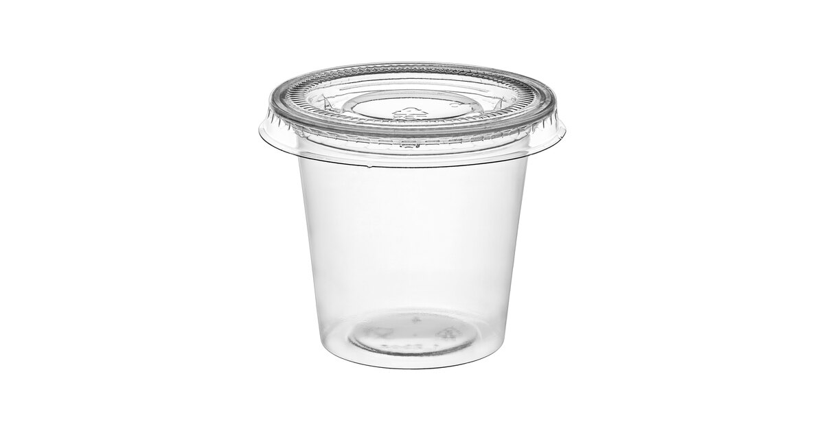 Choice 1.25 oz. Clear Plastic Souffle Cup / Portion Cup with PET Plastic  Lid - 100/Case