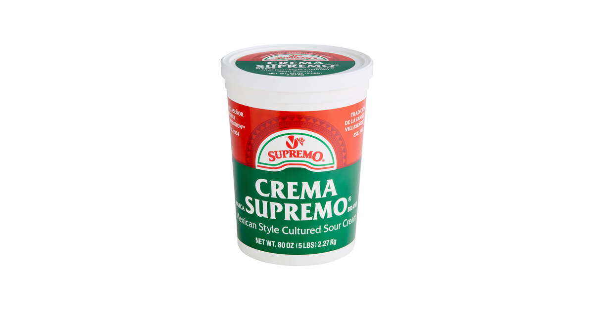 V&V Supremo Mexican-Style Cultured Sour Cream 5 lb. - 4/Case