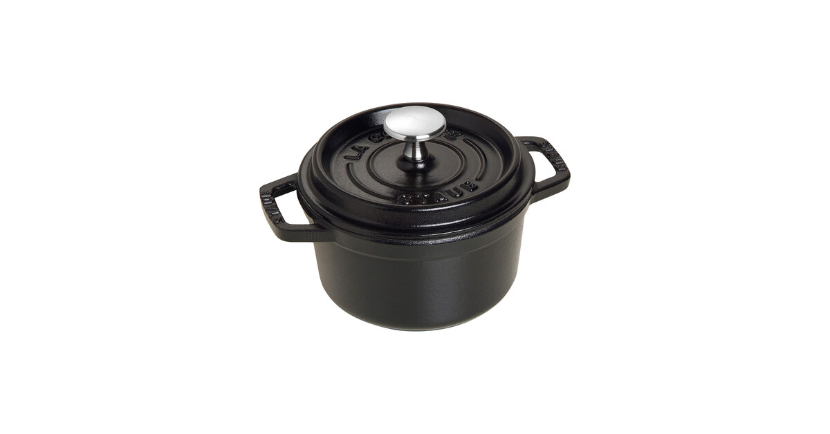 Staub 24 oz. Black Enameled Cast Iron Mini Dutch Oven 1004049