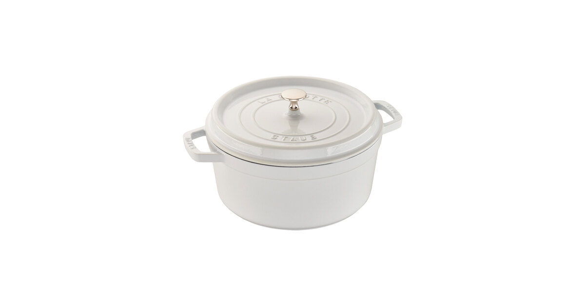 Staub 5.5 Qt. White Enameled Cast Iron Dutch Oven 1004216