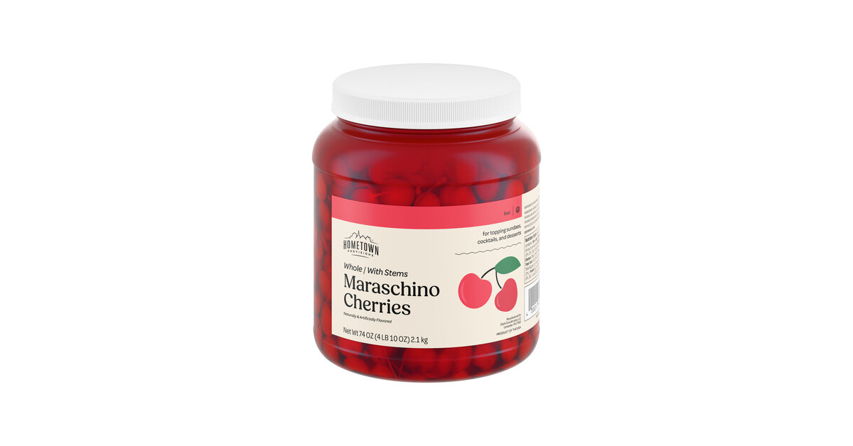 Hometown Provisions Maraschino Cherries with Stems 74 oz. - 6/Case