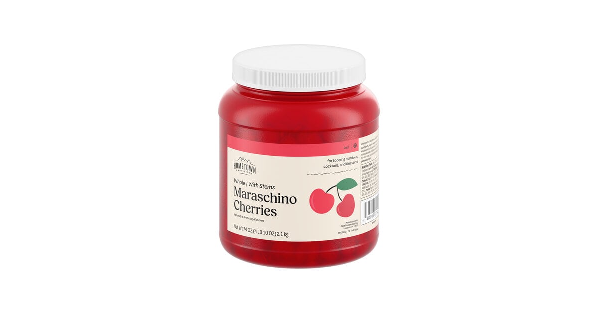 Hometown Provisions Maraschino Cherries with Stems 74 oz. - 6/Case