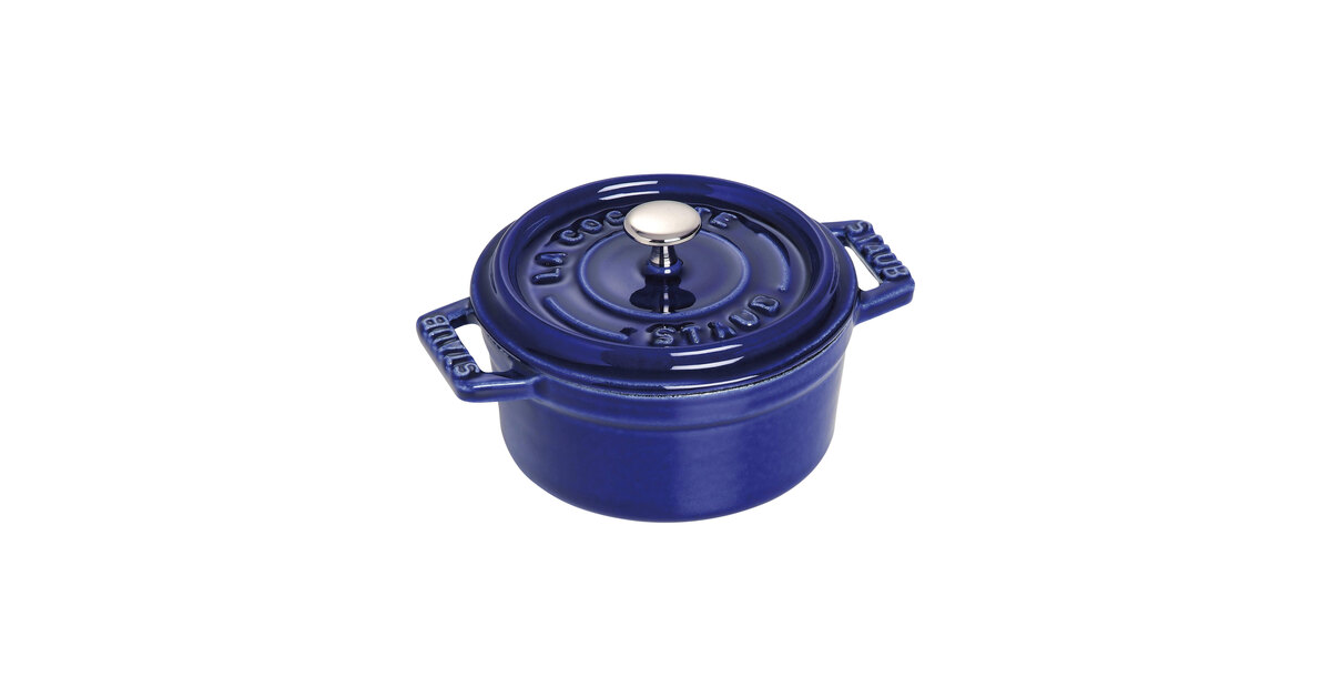 Staub 8 oz. Dark Blue Enameled Cast Iron Mini Dutch Oven 1004282