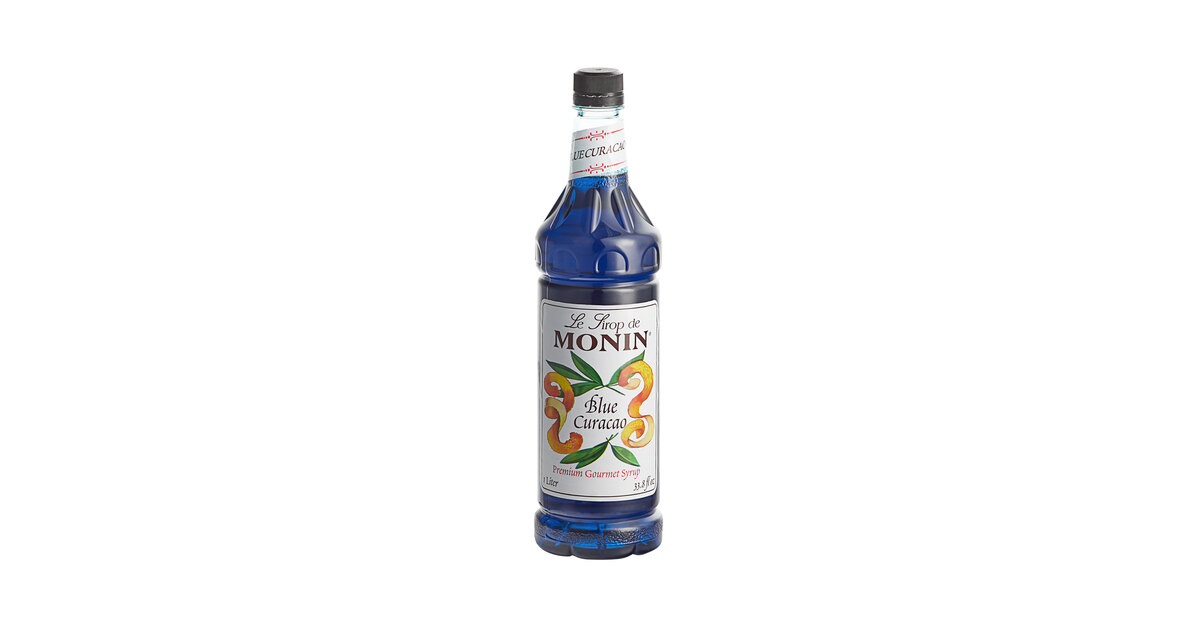 Monin Premium Blue Curacao Flavoring Syrup 1 Liter - 4/Case