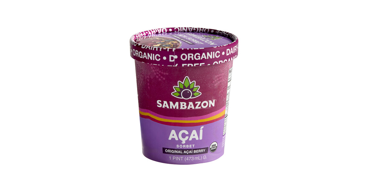 Sambazon Organic Acai Sorbet 16 fl. oz. - 8/Case